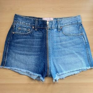 Unique Half/Half Denim Shorts -Yin Yang Zip